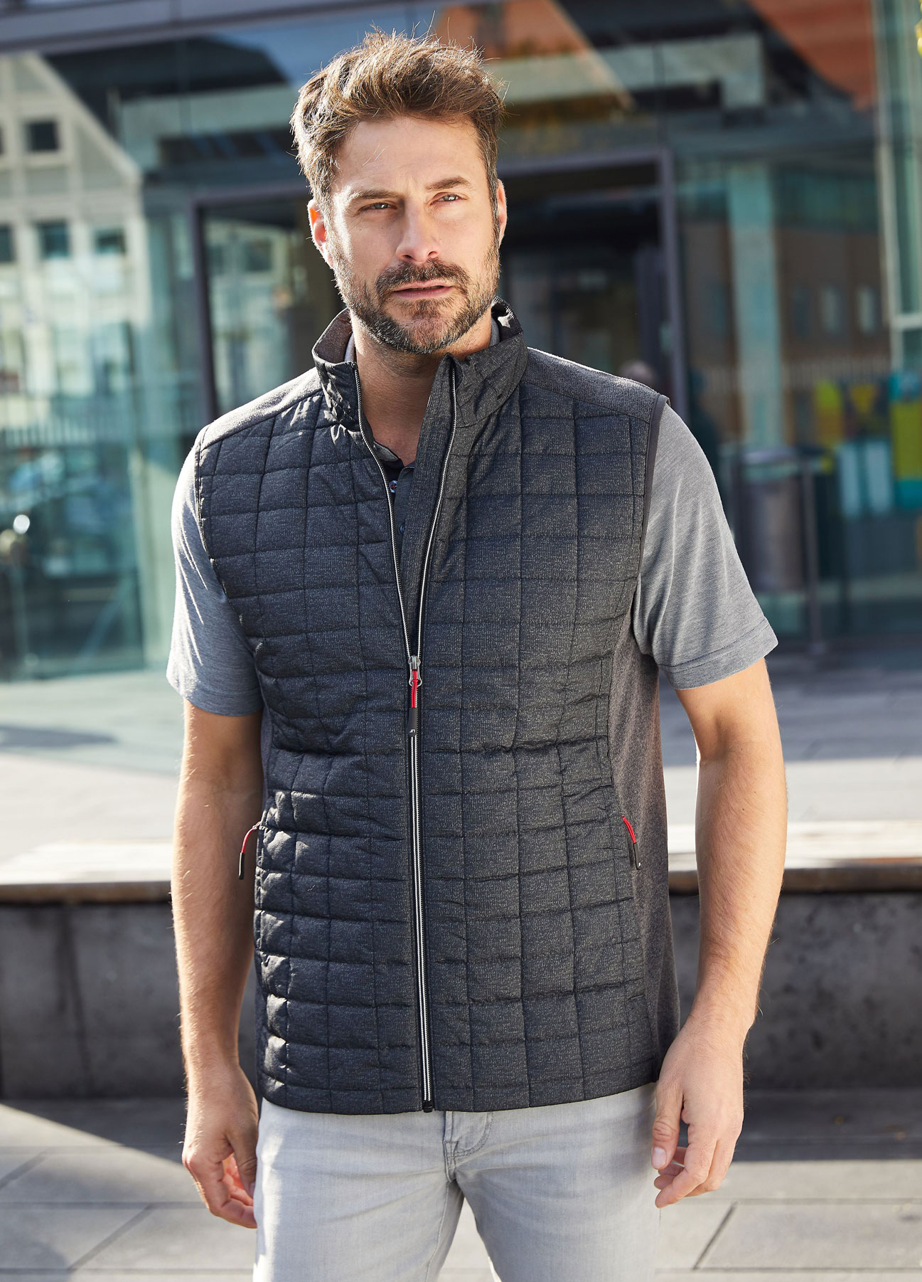 Men's Knitted Hybrid Vest James&Nicholson JN740