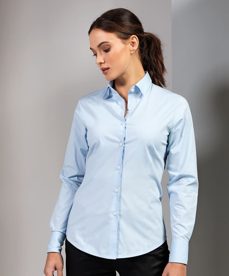 Popline Stretch Blouse Longsleeve Premier PR344