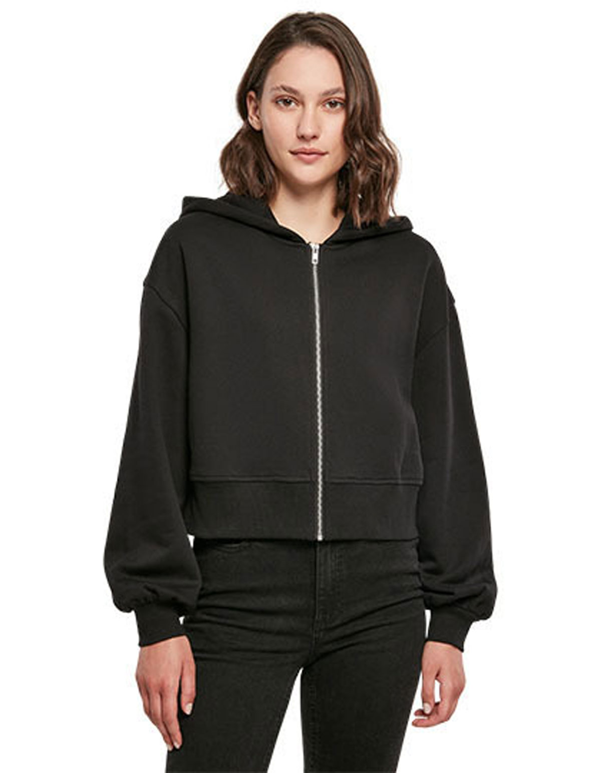 Ladies Short Oversized Zip Jacket BY237