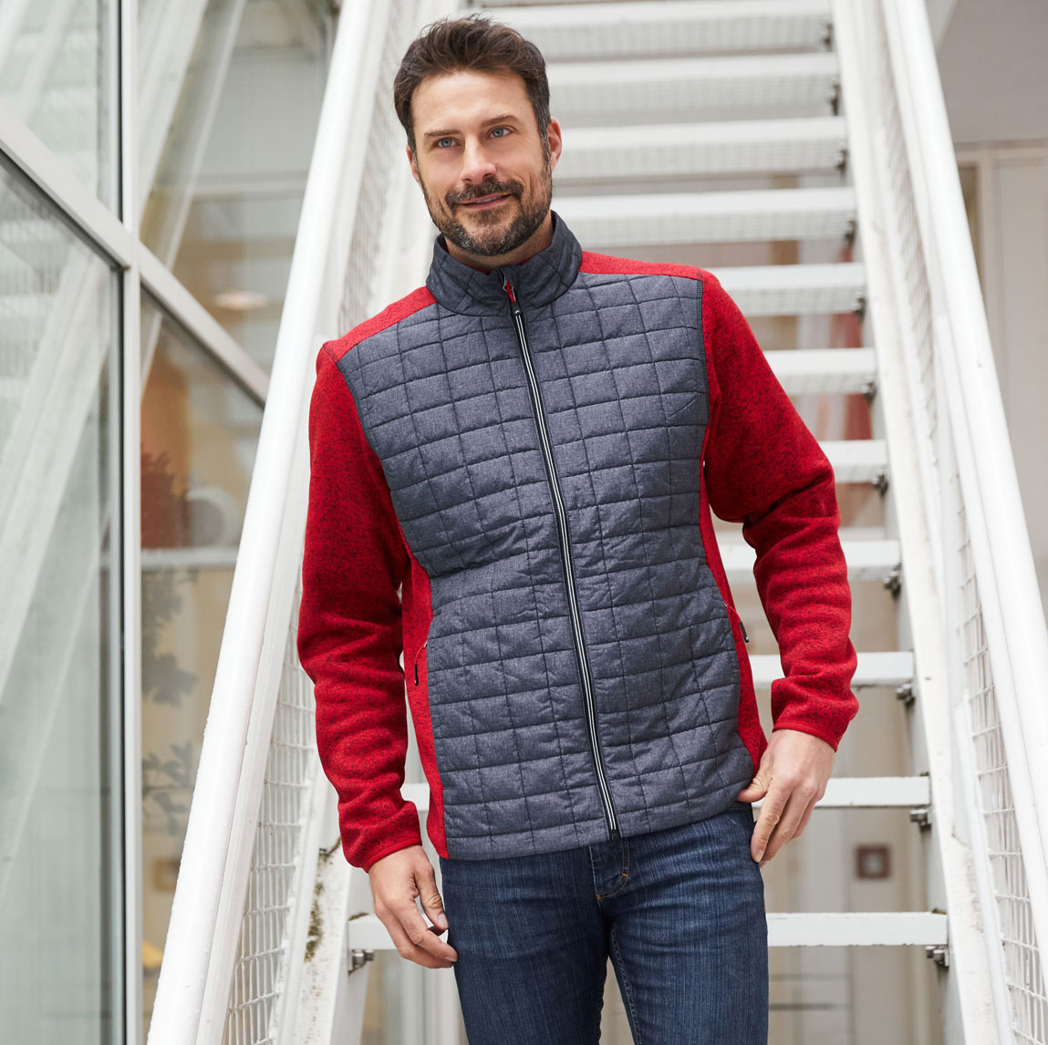 Men's Knitted Hybrid Jacket James&Nicholson JN742