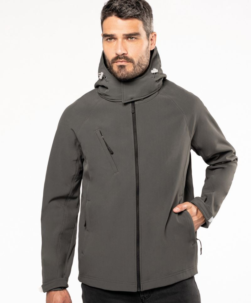 Herren 3-Lagen Kapuzen Softshell Jacke Kariban K413