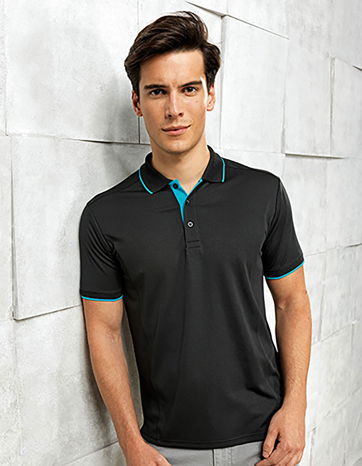Mens Contrast Coolchecker Polo Premier PR618