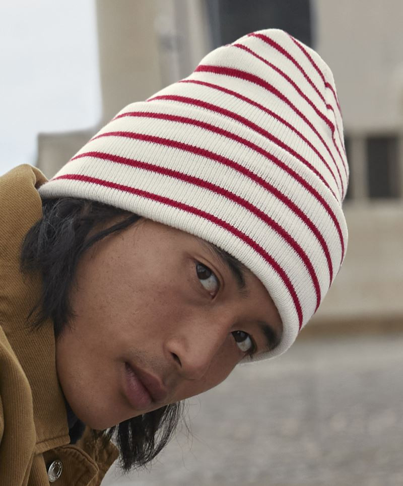 Strickmütze mit Streifen und Umschlag Beechfield B39R