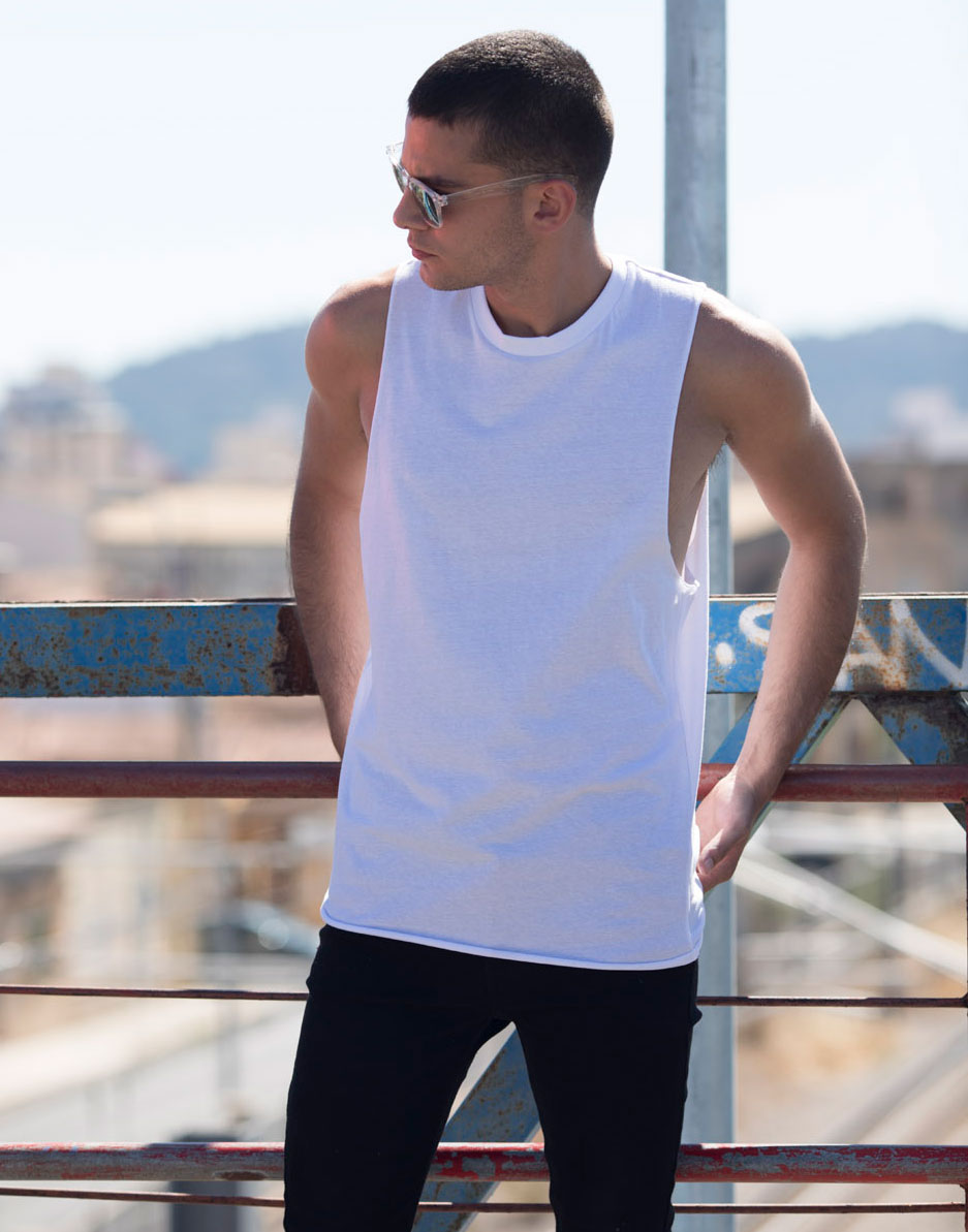 Men`s High Neck Slash Armhole Vest Skinnifit SF232