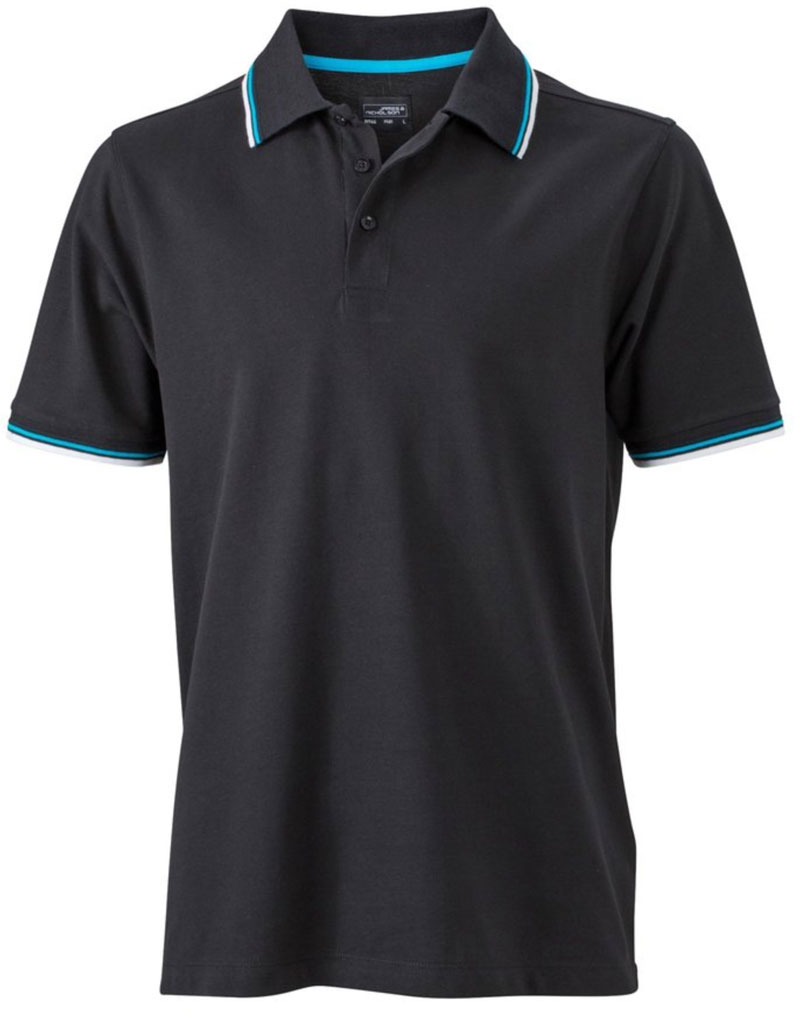 Men´s Coldblack® Polo James&Nicholson JN966 black/turquoise M