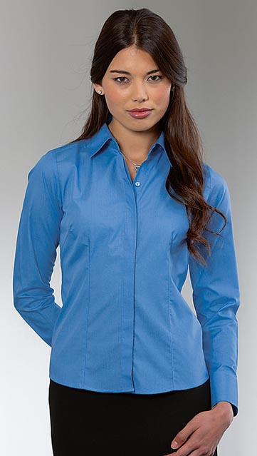 Russell 924F Popeline Damenbluse langarm, pflegeleicht