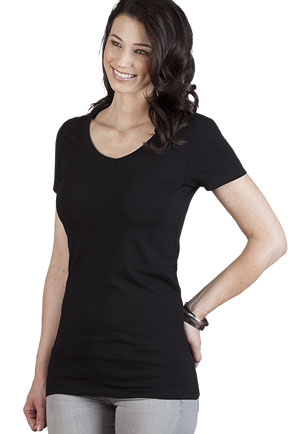 Promodoro Women's Slim Fit V-Neck-T Long 3087