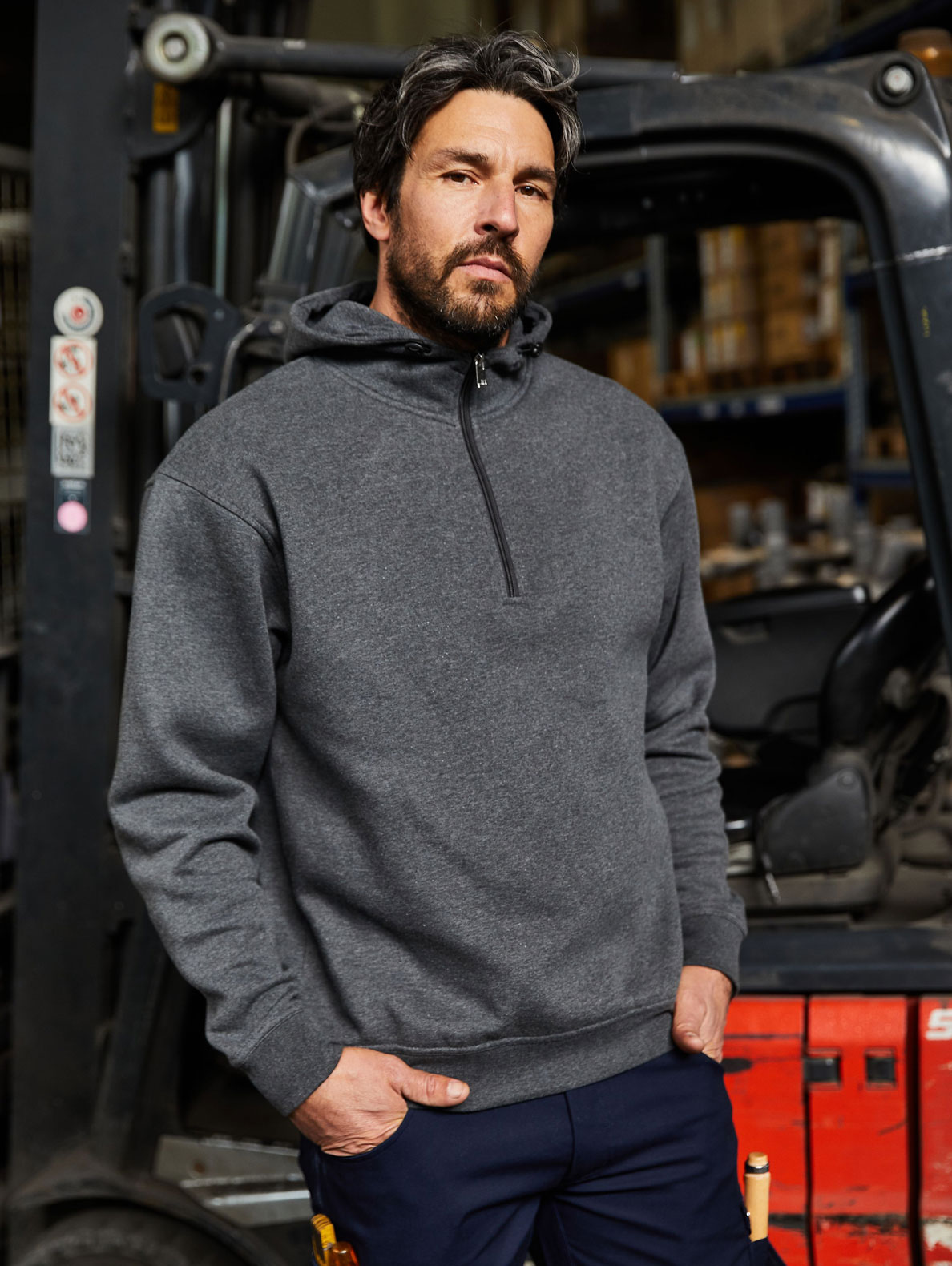 BIO Workwear-Half Zip Hoody James&Nicholson JN839
