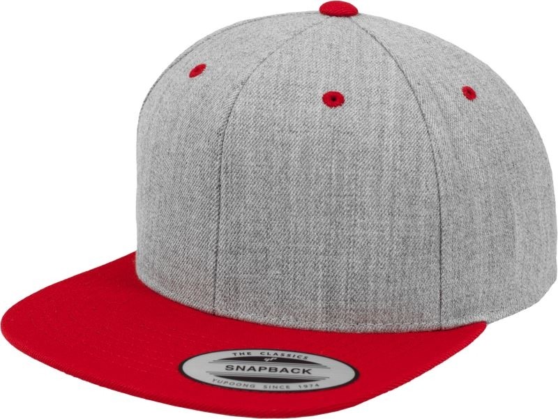 heather grey/ red