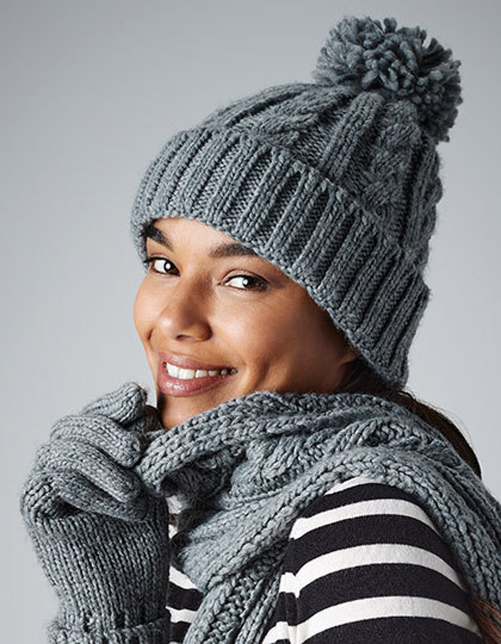 Cable Knit Melange Beanie Beechfield CB480