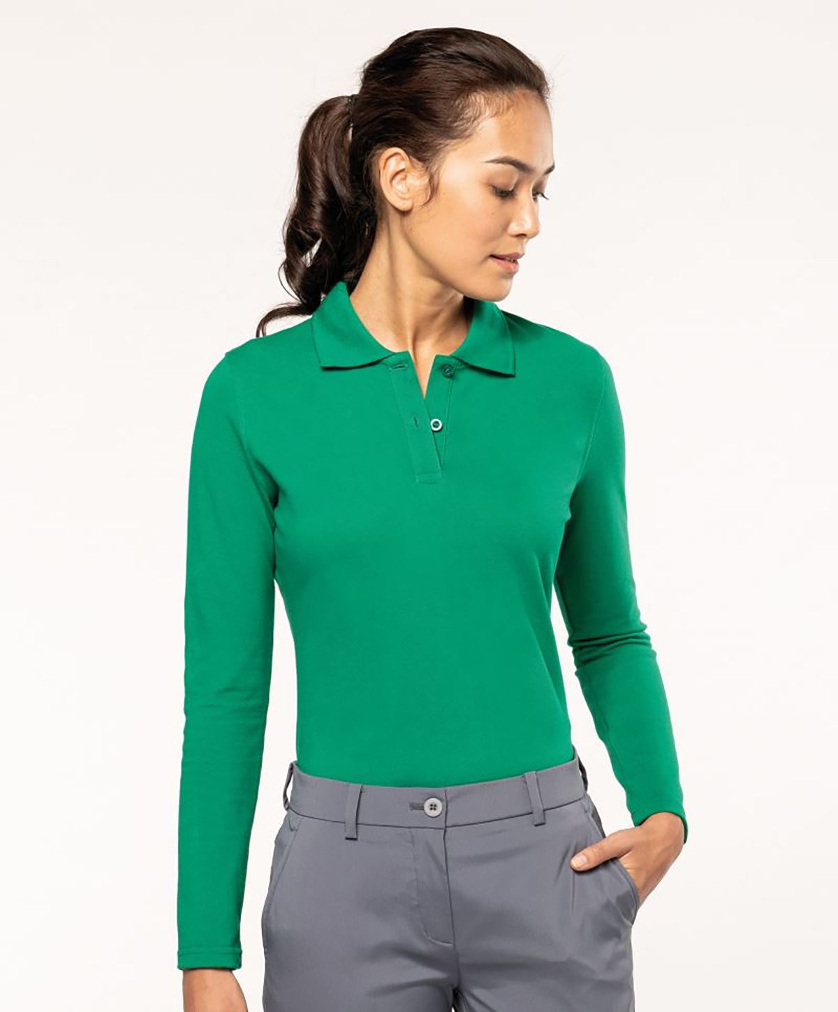 Damen Poloshirt Piqué langarm Kariban K244